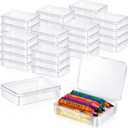 36 Pcs Plastic Crayon Box, Mini Plastic Storage Containers with Lid, 4.5x3.4 Inches Clear Rectangle Box Small Storage Boxes for Crafts, Jewelry Beads, Office Supplies (Clear)