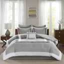 Comfort Spaces Malcom Cozy Comforter Set - Modern Trendy Design, All Season Down Alternative Bedding, Matching Shams, Hotel Deluxe Gray, Queen