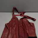 Women's PU Leather Halter Top Lace Up Front Crop Tank Tops Sleeveless Backless Sexy Corset Camisole Party Clubwear (Wine Red, XS)