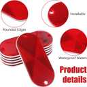 10 Pcs Front Reflector Oval Reflector with Mounting Hole, Driveway Trailer Reflectors with 20 Screws, Safety Reflectors for Fence, Gate, Posts, Garage, Car, Tunnels, Mailbox (Red, 4.45" * 1.96")