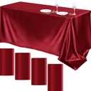 TURSTIN 4 Packs Satin Tablecloth 102 x 58 Inch Overlay Satin Table Cover Rectangle Bright Silk Tablecloth Smooth Fabric Table Decoration for Wedding Banquet Party Events, Burgundy