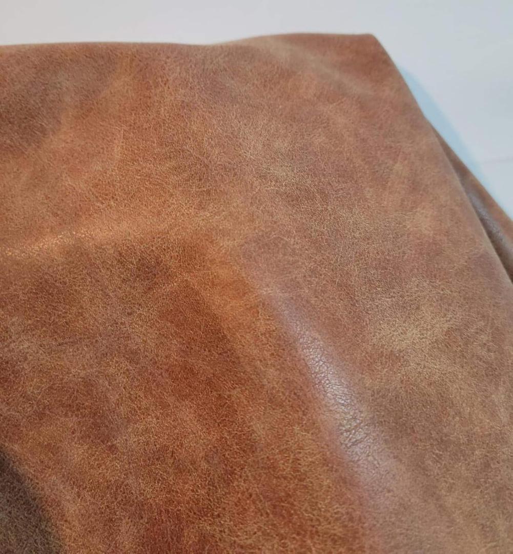 NAT Leathers Light Tan Blonde Crazy Horse Vintage Vegan Faux Leather Fabric Sheet Synthetic Pleather 0.9 mm 1/2 Yard 18 x 54 inch Soft Smooth Upholstery Half Yard (18" x 54") Tan Distressed