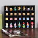 Black Shot Glass Display Case 18" x13" Solid Wood Wall Mounted Collection Cabinet 28 Slots Small Curio Cabinet Rack (No Door)