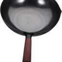 PRETYZOOM Wrought Wok Traditional Handmade Nonstick Frying Pan for Gas Stove Ergonomic Handle Scratch-resistant Easy to Clean for Chinese Cooking