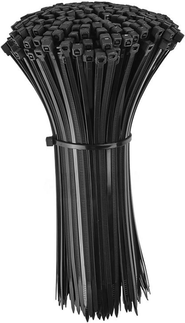Black Zip Ties 0.19 * 11.81 Inch 200 Pack UV Resistant Nylon Wire Ties,Tensile Strength Heavy Duty Cable Wire Ties for Indoor and Outdoor Use