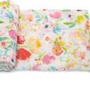 Baby Swaddle Blanket - 100% Muslin Cotton Unisex Soft Swaddle Wrap for Baby Boys or Girl - Neutral Newborn Receiving Blankets - Nursery Swaddling Babies - 47 x 47 (Watercolor Floral)