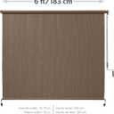 Coolaroo Outdoor Roller Shade with Wand - 95% UV Block Breathable Light Filtering Shade for Patio or Porch, Fade-Resistant, Easy-Clean Fabric, 6ft x 8ft, Walnut, 72" W x 96" H