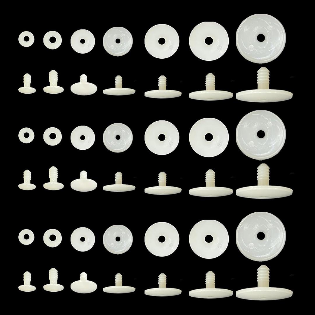 60 Set Plastic Animal Body Joints, 7 Size White Doll Joints for Dolls Bear Making Limbs DIY Crafts