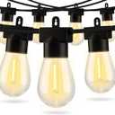 Aialun 96FT(48FTx2) LED Outdoor String Lights Outside Patio Yard Lighting Waterproof Hanging Warm Glow 2200K Shatterproof Edison Bulbs Exterior,Heavy-Duty Strand Decorative Caf Porch Bistro Garden (Black 2200K S14)