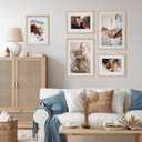 puthiac 8x10 Solid Oak Wood Picture Frame, Fits 6x8 with Mat or 8x10 Without Mat, Wall or Tabletop Display with Stand, Vertical or Horizontal, Plexi Front, 1 Pack, Natural Oak