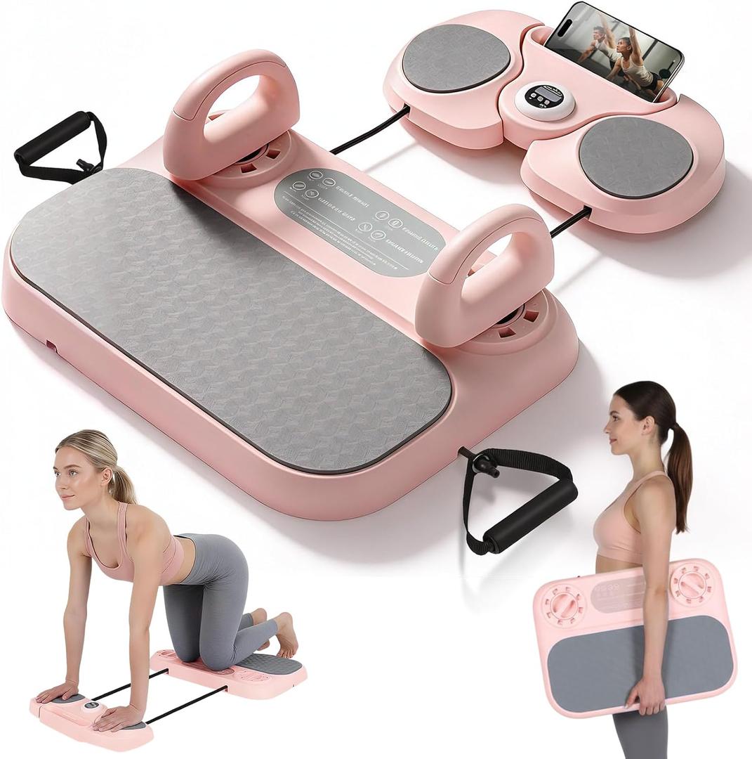 Pilates Board, 6-in-1 Pilates Reformer for Core & Full Body Workout, Portable Home Gym Equipment with Smart LED Digital Display, Pilates Trainer for Women, Beginners