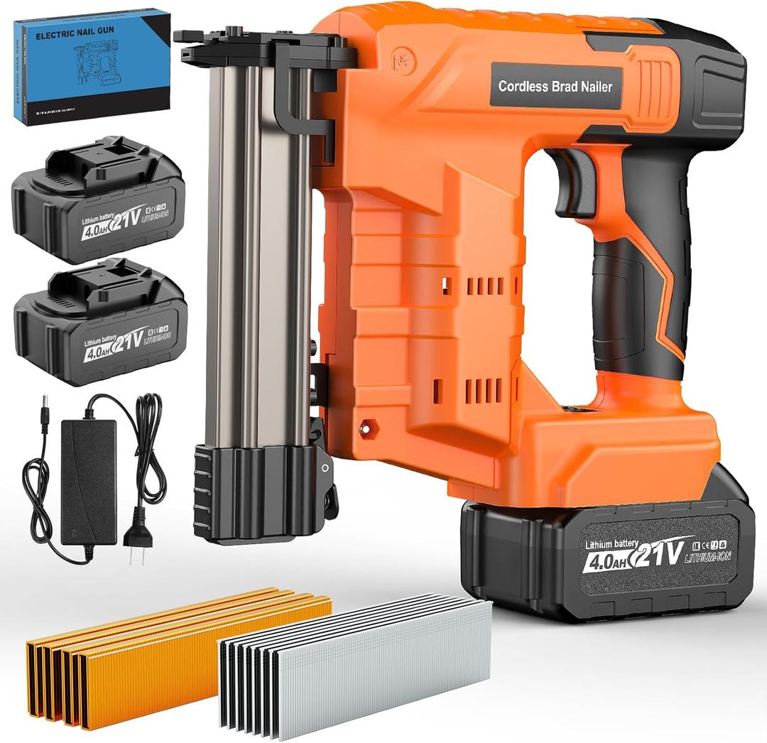 Nail Gun Cordless with Battery 4.0Ah 2, 2-in-1 18 Gauge Brad Nailer & Stapler, Includes 1600 Nails/Staples, Dual Mode Electric Nailer for Woodworking, Home Repairs, DIY, Carpentry