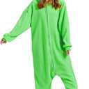 Adult Astronaut Onesie Costume Pajamas Cartoon Onesie Halloween Sleepwear Zipper Jumpsuit (Green)