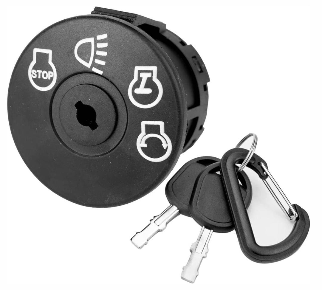 4 x Ignition Switch with Key 4-Position 7-Terminals Compatible with Husqvarna CraftsMan John Deere MTD Murray Riding Lawn Mower 175566 175442 163968 532175566 925-1741 GY20074 94762 Black