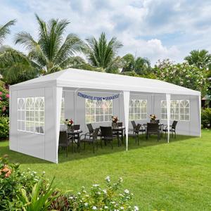 10x30 Canopy Tent Party Tent with 5 Sidewalls, White