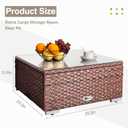 DIMAR GARDEN Outdoor Coffee Table Wicker Patio Side Table with Glass Top, 25.2in Mixed Brown
