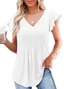 Going Out Tops for Women Spring V Neck Top 2025 Peplum Blouse Workout Trendy Loose Fit Women's Tunics M White