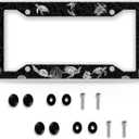 Sea Turtle License Plate Frames & Covers -1 Piece Ocean Waves Coral Black Aluminum Metal Automotive Exterior Decorative Accessories for Front and Rear Car Tags with Screws 12.3" X 6.3" for Men Women