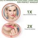2 x Nipichsha Compact Mirror, Pocket Travel Makeup Mirror, 2 - Sided 2X / 1X Magnification, Small Folding Portable Handheld, 2.75 in Rose Gold, Watercolor Sunrise