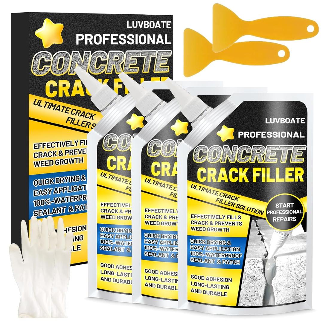 Concrete Crack Filler, 4.5LB High Elasticity Self Leveling Cement Crack Filler, Slab Concrete Waterproof Repair Sealant for Driveway, Walkway, Patio, Joint, Indoor and Outdoor - Grey (74oz)