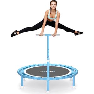 ZCMHAXJ Foldable Mini Trampoline, 40" Rebounder Trampoline for Adults & Kids, 450lbs Capacity with T-Shaped Adjustable Bar, Indoor Fitness Workout Exercise Equipment