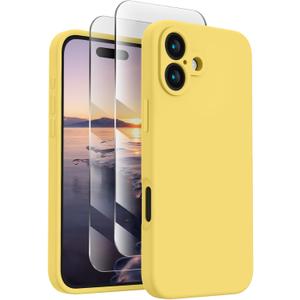 FireNova Designed for iPhone 16 Case, Silicone Upgraded [Camera Protection] Phone Case, Soft Anti-Scratch Microfiber Lining Inside, 6.1 inch, Yellow