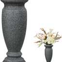 Cemetery Vase, Resin Grave Vase Memorial Flowers Vases for Home Tabletop, Artificial or Fresh Flowers, Cemetery Grave Headstone Decorations (1PC, Grey), No Draining Holes (Gray)