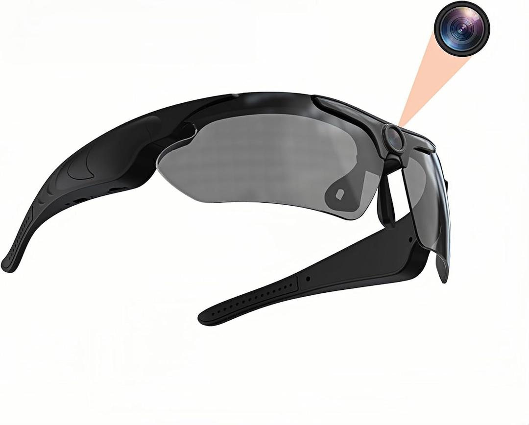 XUMIUZIY Camera Glasses, HD 1080P Sports Sunglasses Camera Video Glasses, Audio and Video Recording, Outdoor Wearable Polarized Lenses for Cycling, Hiking (Black)