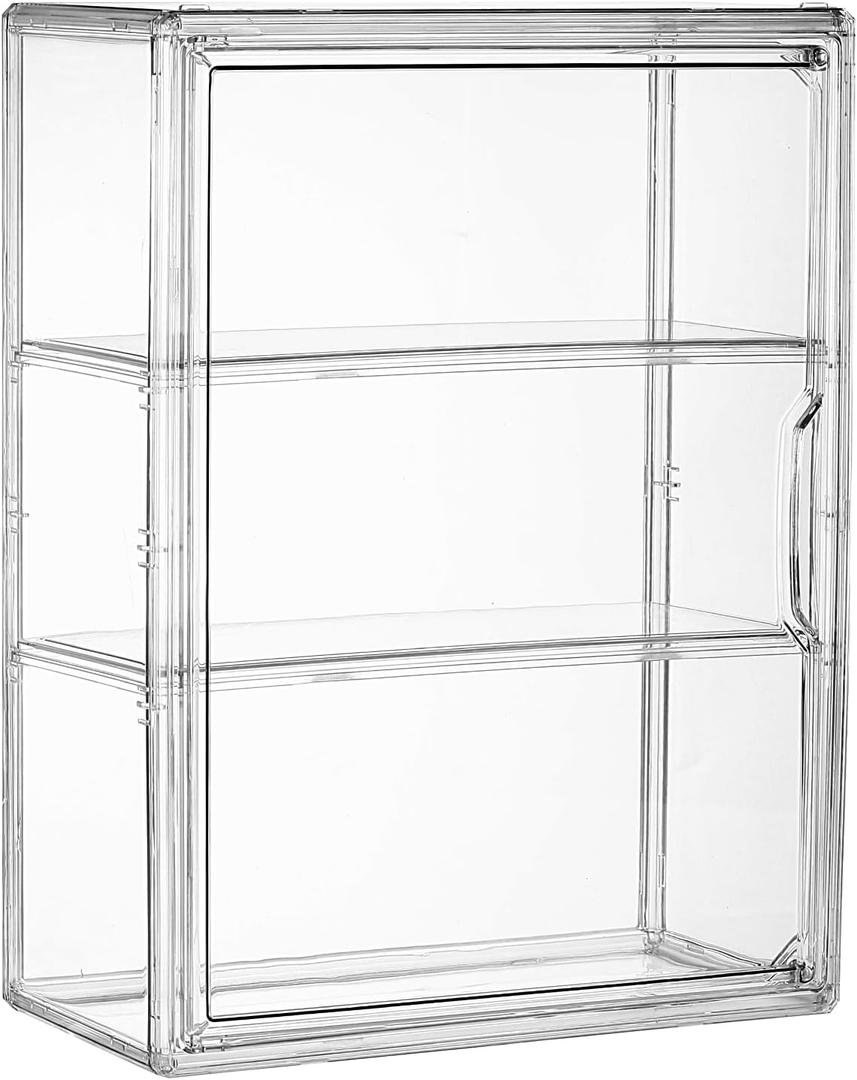 3 Tiers Clear Display Case for Figures, Acrylic Clear Display Box Shelf for POP MART Labubu Doll, 1 Pack