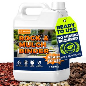 JDiction Mulch Binder for Landscaping 1 Gallon - Ready-to-Use Rock Glue & Gravel Adhesive for Walkways, Gravel & Garden Paths - Non-Toxic, Intertek Green Leaf Certified, Long-Lasting Stabilizer