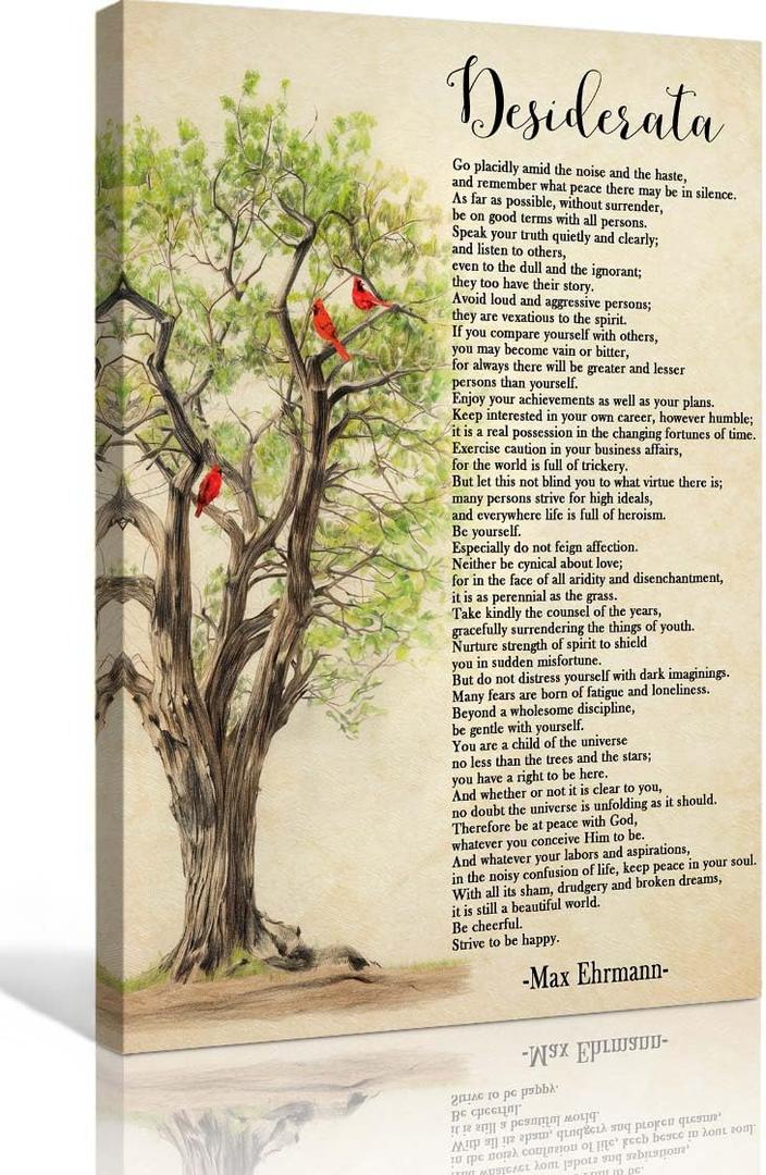 Desiderata Poem Framed Inspirational Pictures Prints Modern Vintage Desiderata Wall Art Encouraging Quotes Poster 08x12 inches