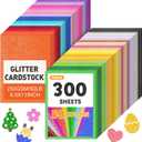 TUXIYA 300 Sheets 8.5" X 11" Glitter Cardstock,50 Assorted Colors 250GSM/92LB Glitter Cardstock,No-Shed Sparkly Glitter Paper for Arts and Crafts, Decorative, Card Making, Scrapbooking, DIY Projects