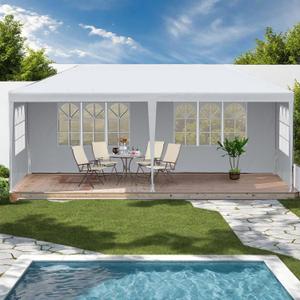 Large Party Tent 20x10FT Canopy Tent with 4 Removable Side Walls Outdoor Shade Shelter for Weddings Canopy Gazebo for Patio, Outdoor, Garden, White