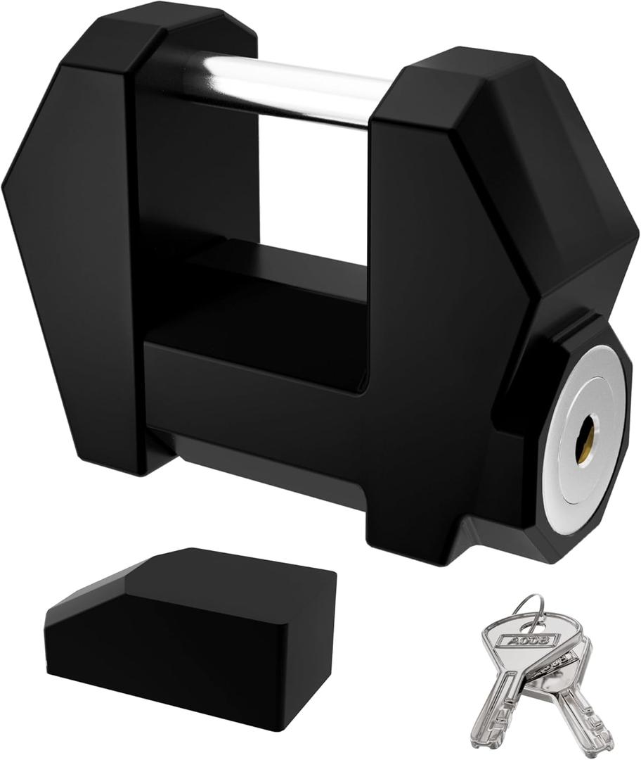 DEEAGLE Trailer Lock, Wide 1.2 Span, 1/4 Dia Trailer Coupler Tongue Lock, Wide Trailer Locks, Boat Trailer Locks for Towing Trailer Security, Black