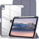 Case for iPad (A16) 11th Generation 11 Inch 2025, iPad 10th Generation 10.9 Inch 2022 with Pencil Holder, Clear Transparent Back Shell Shockproof Cover, Purple Gray