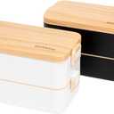 gimmiebox premium stainless steel bento box lunch box with compartments for adults, spoon and fork, leak-proof, easy side locks (Black)