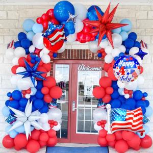4th of July Balloons Arch Decorations, Red White and Blue Balloon Garland Independence Day Balloons Star Foil Balloon for Fourth of July Veterans Memorial Day Patriotic Party Birthday Party Supplies