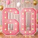 Paready 4FT Marquee 60 Numbers Rose Gold, Light Up Numbers 60 Pink 60th Birthday Decorations, Large Number 60 Light Up Foam Board for Women 60th Birthday Party DIY Decorations Anniversary