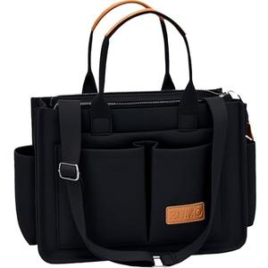 Tote Bag for Women With Compartments,Large Canvas Tote Women's Purse Crossbody Bags Work Laptop Book Bag Satchels Handbags