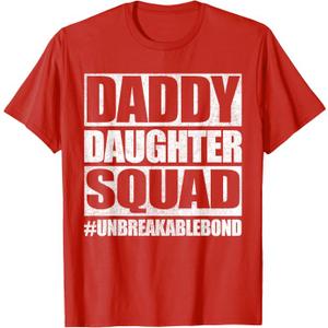 Daddy and Daughter Father Daughter Squad Matching T-Shirt (Red, L)