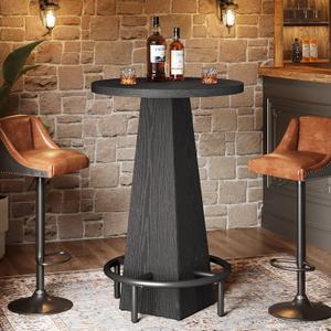 Tribesigns Bar Table, 37.4" High Round Pub Table for Small Bars, Dining Room, Kitchen, Black (Only Table)