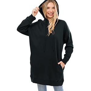 MixMatchy Women's Casual Long Sleeve Fleece Hoodie Fall Sweatshirts Hooded Pullover Tunic (Size S) Black