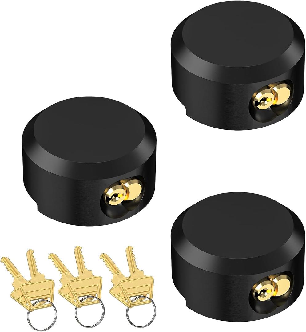 3 Pack Puck Locks for Trailers with Keyed Alike, 2-7/8 Inch Heavy Duty Hidden Shackle Padlocks, Outdoor Padlocks for Moving Trucks & Vans, 6 Keys Included, Black