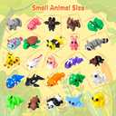 VZZNN 64pcs Mini 3D Printed Animals Bulk, 3D Printed Articulated Flexible Fidget Toy, Cute Little Animal Figurines Toy for Kids and Adults, Office, Desk, Party Favors, Decor