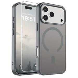 SUPFINE Magnetic for iPhone 17 Pro Case (Compatible with MagSafe)(Military Grade Drop Protection) Translucent Matte Shockproof with Anti-Fingerprint Phone Cover,Gray