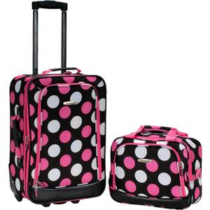 Rockland Fashion Softside 2 Piece Luggage Set, Expandable, (14" Tote/19" Upright), Multi Pink Dot