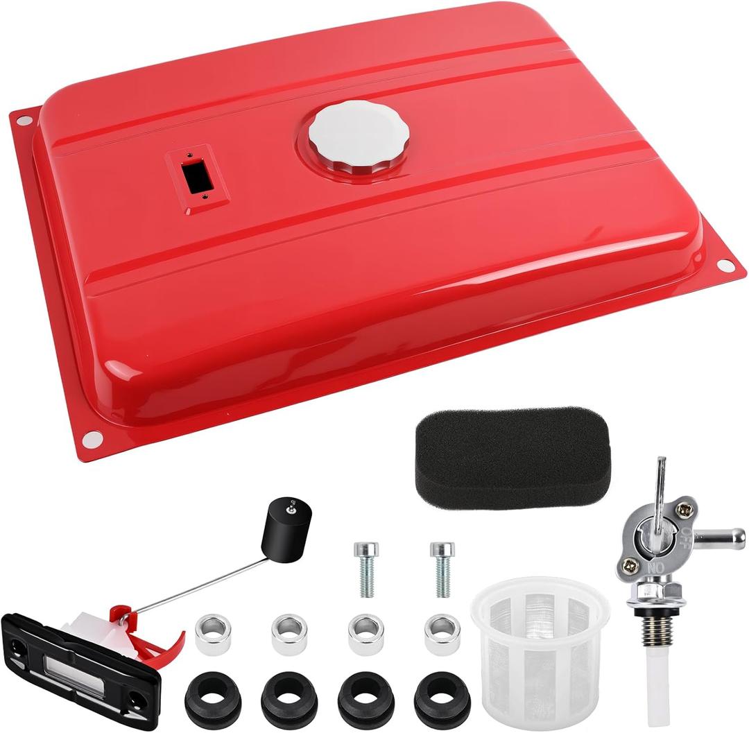 7 Gallon Generator Gas Fuel Tank with Filter Gauge Cap Universal Fit Compatible with EC6500 (7 Gallon, Red)