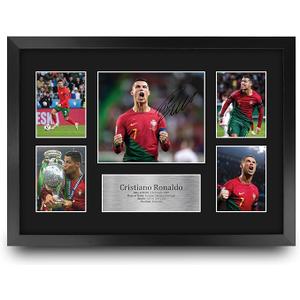 HWC Trading Cristiano Ronaldo Portugal 16 x 12 inch (A3) Printed Gifts Signed Autograph Picture for Football Fans and Supporters  16" x 12" Framed