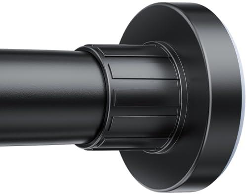 Ausemku Shower Curtain Rod 32-80 Inch Adjustable - 1 Inch Diameter Heavy Duty No drill Spring Tension Shower Rod, Non-Slip Rustproof Telescopic Rod for Bathroom, Black