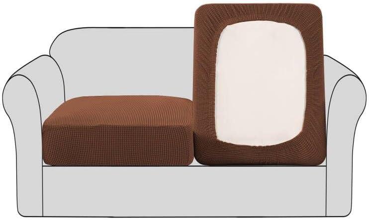 H.VERSAILTEX High Stretch Couch Cushion Covers,Chair Sofa Seat Slipcovers Couch Cushion Cover Stretch Furniture Protector for Kids, Pets, 2 Packs Cushion Loveseat Covers, Caramel